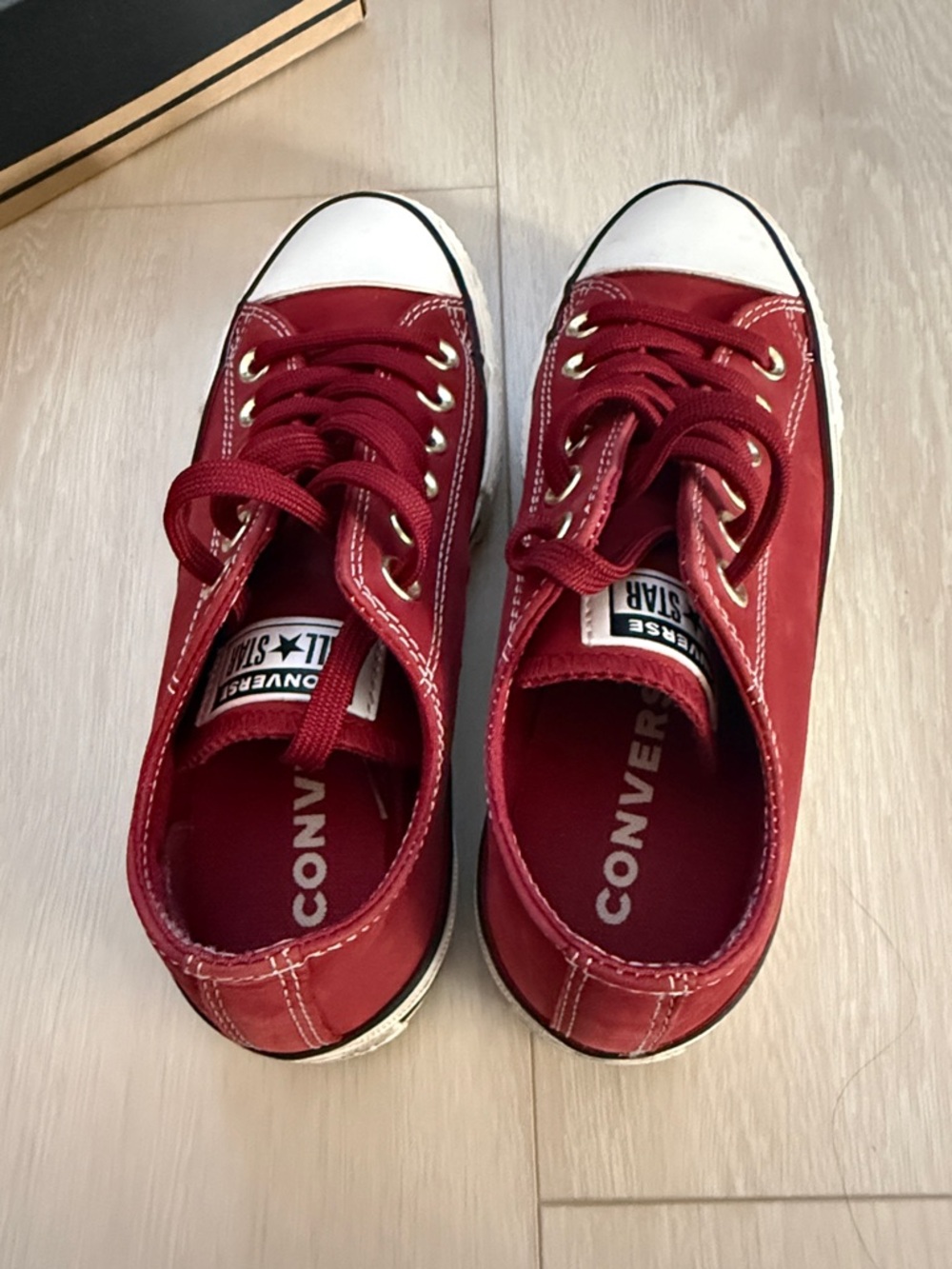 Converse Maroon Low-Top Platformed Canvas Sneakers - Picture 5 of 12